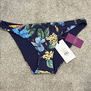 NWT Onia Ashley bikini bottom size L Navy Floral with Blue & Yellow Blooms